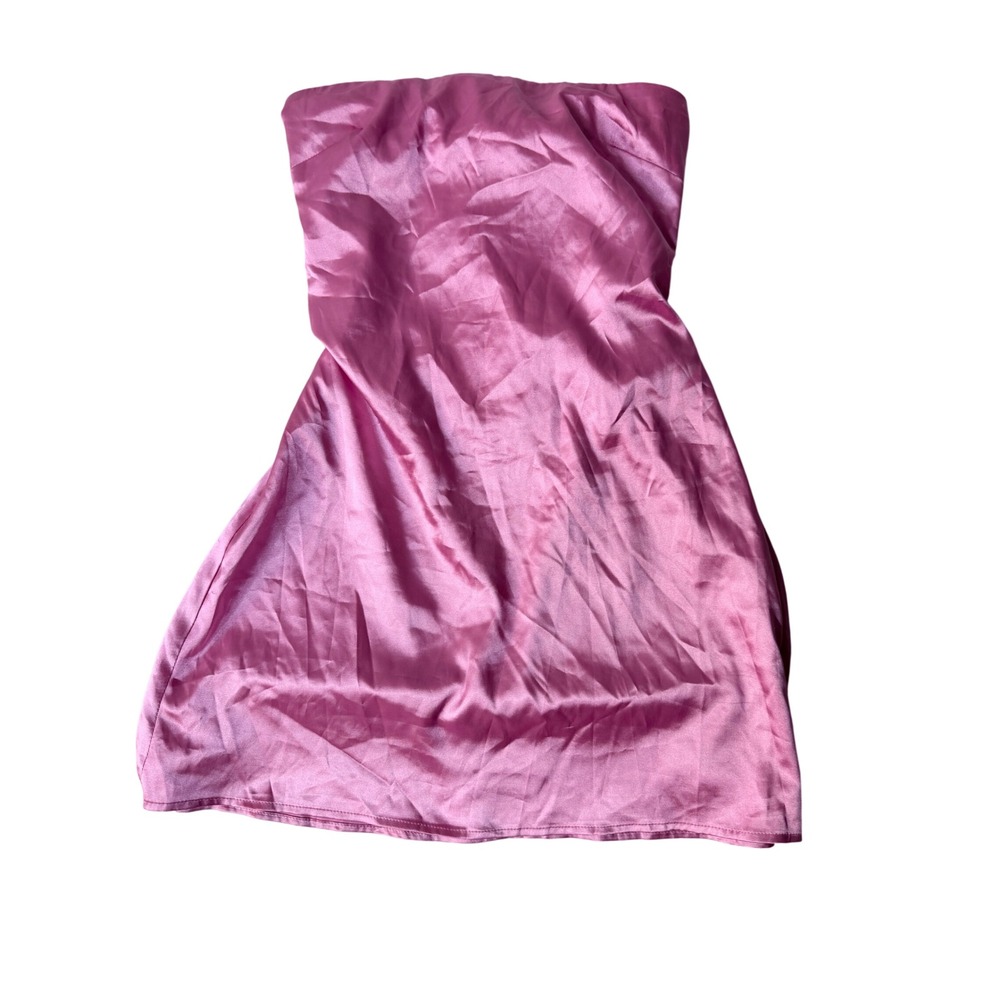 Princess Polly Pink Satin Strapless Tie Back Mini Dress Size 8